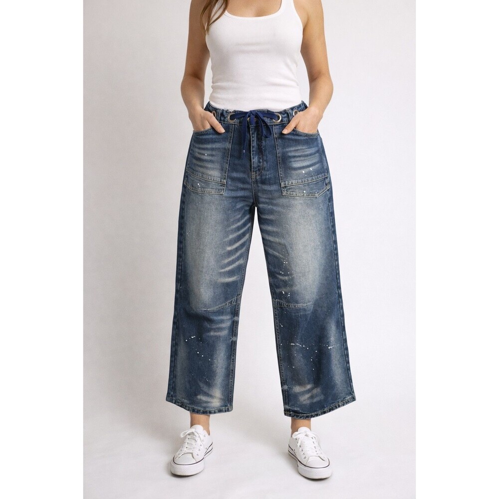 Flamingals woman jeans 2xl skater style paint distressed